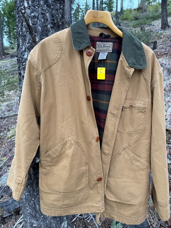 L.L. Bean Other - L.L. Bean Tan Canvas Field Jacket with Green Corduroy Collar